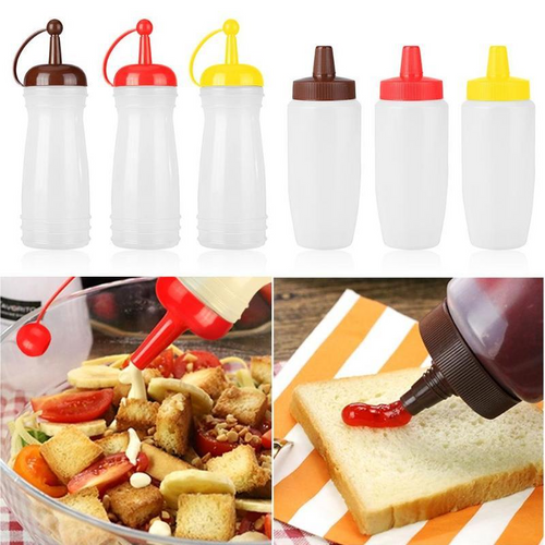 340ML Plastic Squeeze Bottle Sauce Vinegar Oil Ketchup Condiment Dispenser